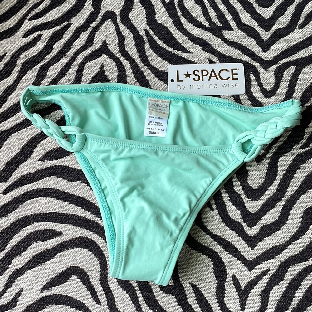 L*Space sea foam green bikini bottoms braided side detail NWT